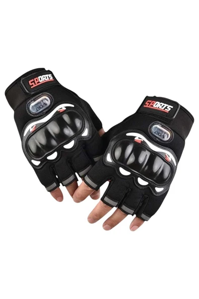 Korumalı Dokunmatik Ekran Kısa Parmak Kaymaz Motosiklet Eldiveni Bisiklet Eldiveni Outdoor Eldiven - 4