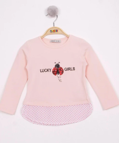 Toontoy Kız Çocuk Uğur Böceği Nakışlı T-Shirt - 9
