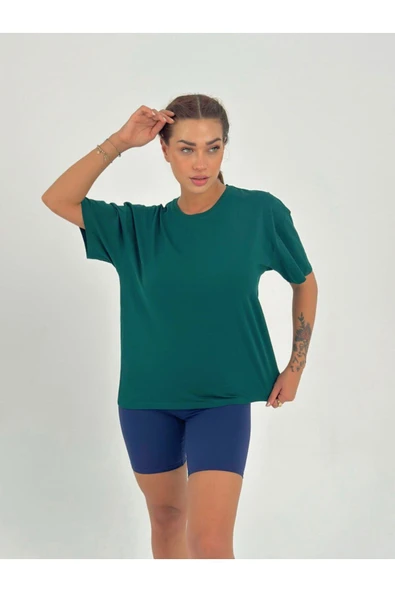 Baskısız Basıc Pamuklu Oversize T-shirt - 4