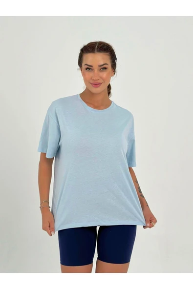 Baskısız Basıc Pamuklu Oversize T-shirt - 10