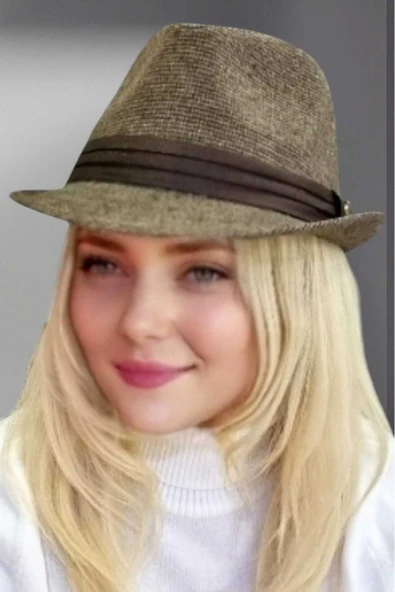 Kadın Lüks Trilby Desenli Kaşe Fötr Şapka - 4