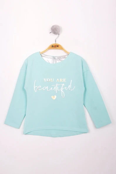 Toontoy Kız Çocuk Yazı Varaklı T-Shirt - 3