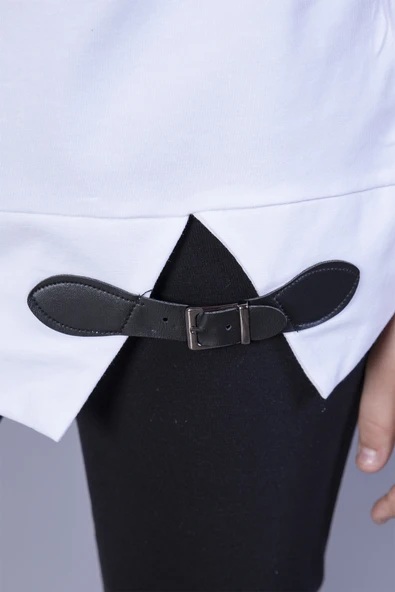 Toontoy Kız Çocuk Star Baskılı Kemer Detaylı Tişört - Resim 8