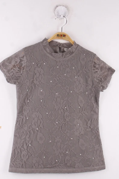 Toontoy Kız Çocuk Yaka Dantelli Okul Tişört