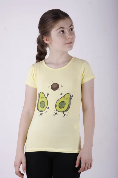 Toontoy Kız Çocuk Avakado Baskılı Tişört - 10