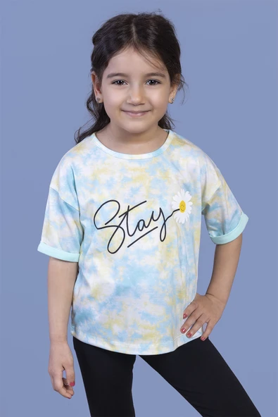 Toontoy Kız Çocuk Batik Desenli Baskılı Tişört - 12