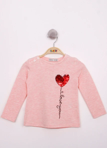 Toontoy Kız Çocuk Göğsü Pul Nakışlı T-Shirt - 7