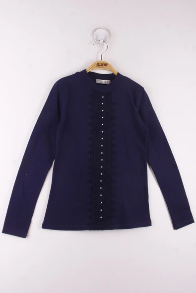 Toontoy Kız Çocuk Önü Dantelli Okul Tişört - 3