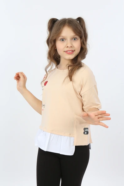 Toontoy Kız Çocuk Cool And Fancy Yazılı Kalp Baskılı Tişört - 10