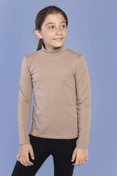 Toontoy Kız Çocuk Nakışlı Balıkçı Yaka Okul Tişörtü - 3