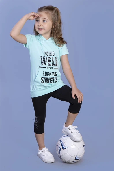 Toontoy Kız Çocuk Parlak Baskılı Kapüşonlu Kaprili Takım - 3