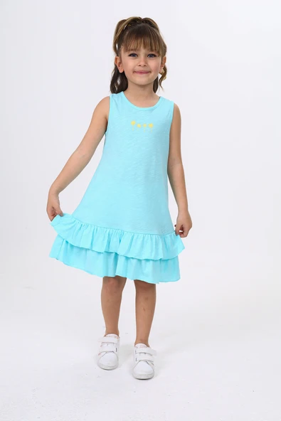 Toontoy Kız Çocuk Baskılı Elbise - 6