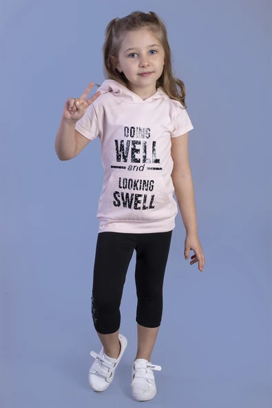 Toontoy Kız Çocuk Parlak Baskılı Kapüşonlu Kaprili Takım - 9