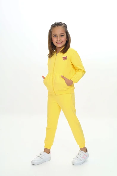Toontoy Kız Çocuk Kanguru Cepli Göğsü Baskılı Eşofman Takım - 2