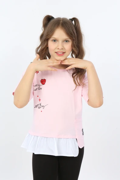 Toontoy Kız Çocuk Cool And Fancy Yazılı Kalp Baskılı Tişört - 2