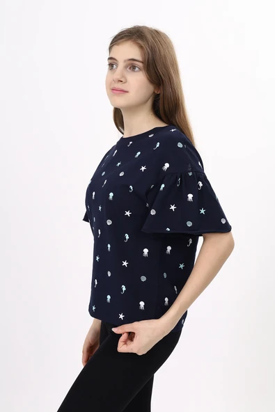 Toontoy Kız Çocuk Baskılı Tişört - 7