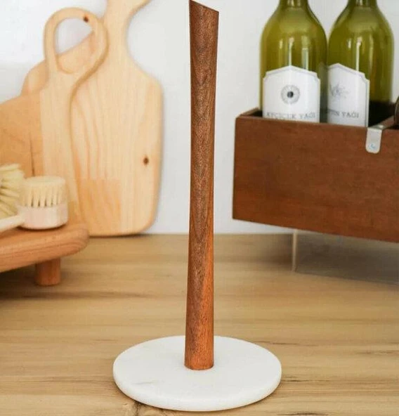 Dekoratif Ahşap-Mermer Kağıt Havluluk Peçetelik Tezgah Üstü Kağıt Havluluk Rulo Peçetelik - Mermer Taban