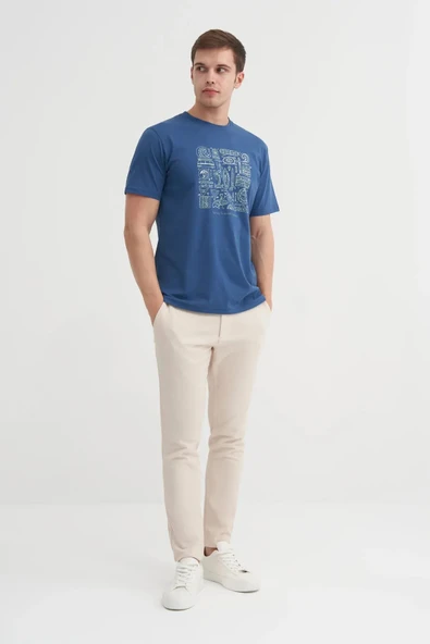 Cazador Bisiklet Yaka Regular Fit Pamuklu Baskılı Tişört ürün görseli 1