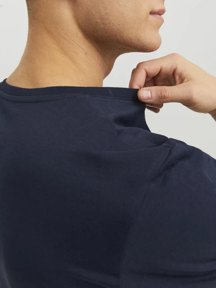 JACK JONES Yazı Detaylı Bisiklet Yaka Erkek Tişört 12233999 - 6
