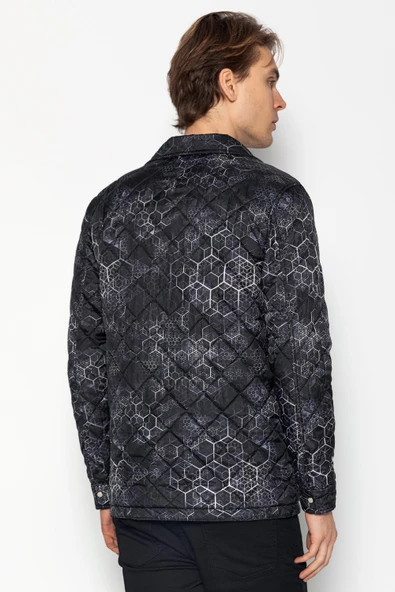 Erkek Regular Fit Çift Taraflı Kapitoneli Baharlık Kot Ceket Mont - 6