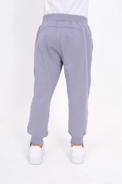 Kız Çocuk Baskılı Beli Paçası Ribanalı Cepli Basic Jogger Eşofman Altı 2 İplik - Resim 6