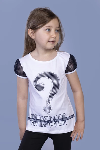 Toontoy Kız Çocuk Nakışlı Taş İşlemeli Tişört - 10