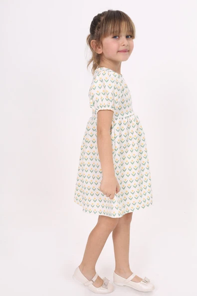 Toontoy Kız Çocuk Lale Desenli Elbise - 3