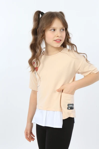 Toontoy Kız Çocuk Cool And Fancy Yazılı Kalp Baskılı Tişört - 12