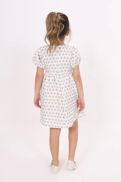 Toontoy Kız Çocuk Lale Desenli Elbise - 9