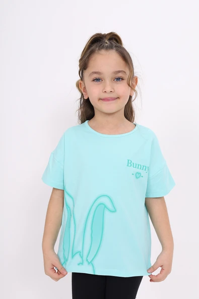Toontoy Kız Çocuk Bunny Baskılı Tişört - 5