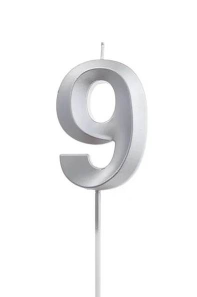 Beysüs Gümüş Rengi 9 Rakam Pasta Mumu