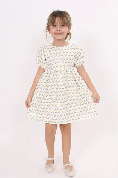 Toontoy Kız Çocuk Lale Desenli Elbise