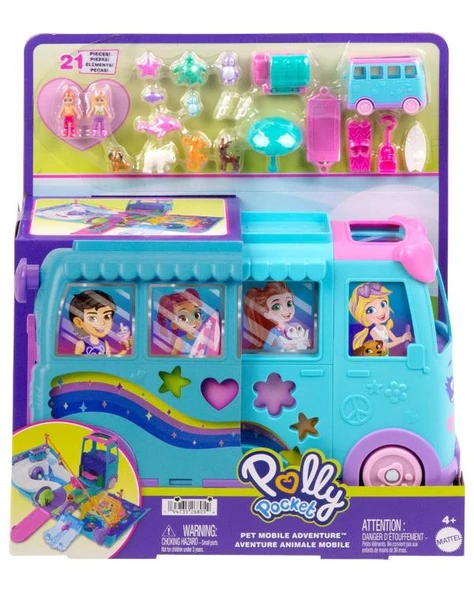 Polly Pocket Dönüşebilen Evcil Hayvan Karavanı Oyun Seti JCC22