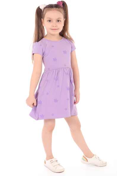Toontoy Kız Çocuk Komple Kabartma Baskılı Elbise - 5
