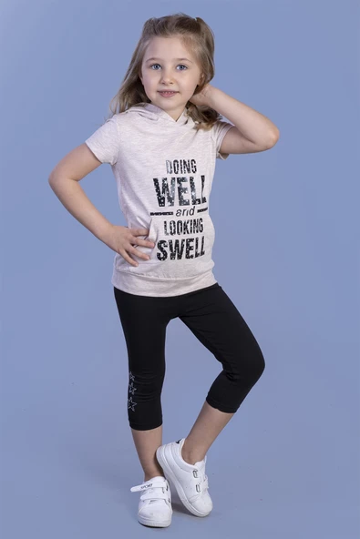 Toontoy Kız Çocuk Parlak Baskılı Kapüşonlu Kaprili Takım - 11