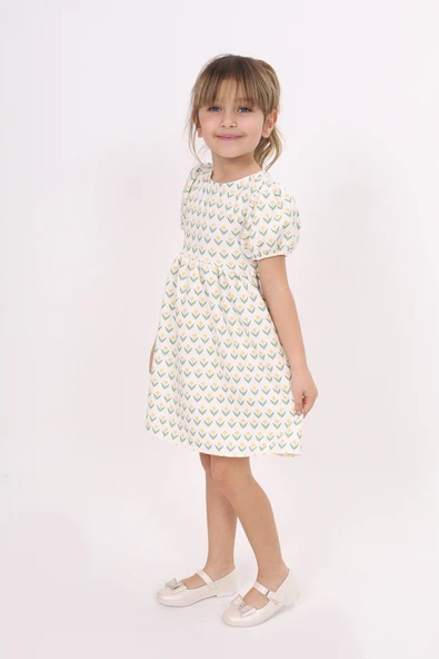 Toontoy Kız Çocuk Lale Desenli Elbise - 5