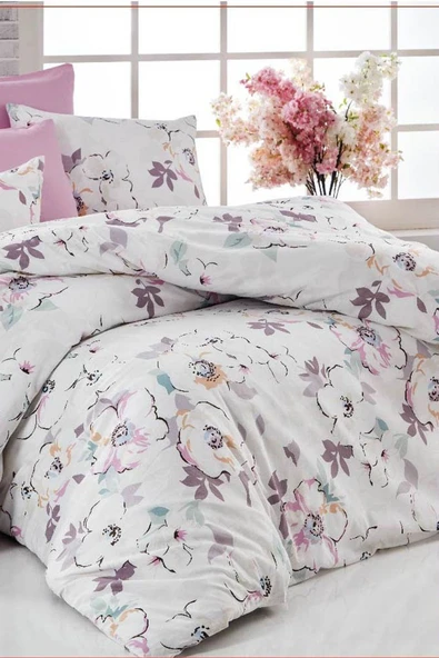 Çift Kişilik Nevresim Takımı Pamuklu Lavanta Baharı - 3