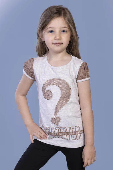 Toontoy Kız Çocuk Nakışlı Taş İşlemeli Tişört - 8