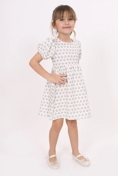 Toontoy Kız Çocuk Lale Desenli Elbise - 8