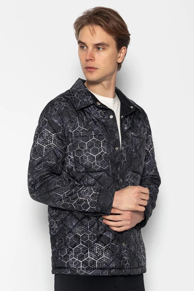 Erkek Regular Fit Çift Taraflı Kapitoneli Baharlık Kot Ceket Mont - 4