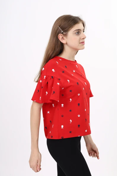 Toontoy Kız Çocuk Baskılı Tişört - 12