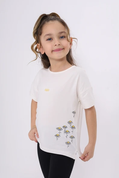 Toontoy Kız Çocuk Nakışlı Tişört - 3