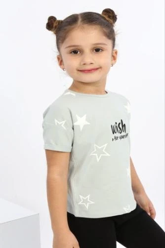 Toontoy Kız Çocuk Wish A For Yourself Yıldız Baskılı Tişört - 2