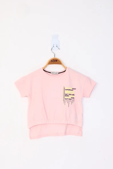 Toontoy Kız Çocuk Baskılı Taş İşlemeli Tişört ürün görseli 1