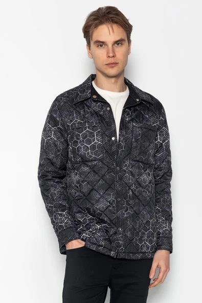 Erkek Regular Fit Çift Taraflı Kapitoneli Baharlık Kot Ceket Mont - 5