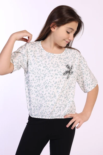 Toontoy Kız Çocuk Yazılı Çiçek Baskılı Tişört - 3