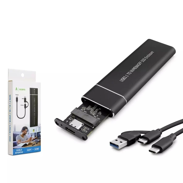 Hard Disk Kutusu 2.5 İnç M.2 Type-C +  Usb 3.0 Hadron HDX1769