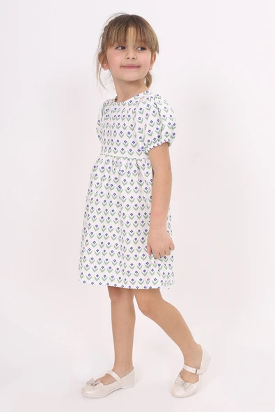 Toontoy Kız Çocuk Lale Desenli Elbise - 11