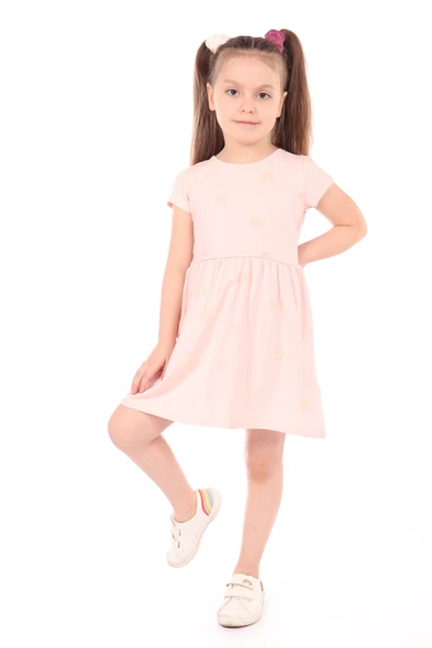 Toontoy Kız Çocuk Komple Kabartma Baskılı Elbise - 3