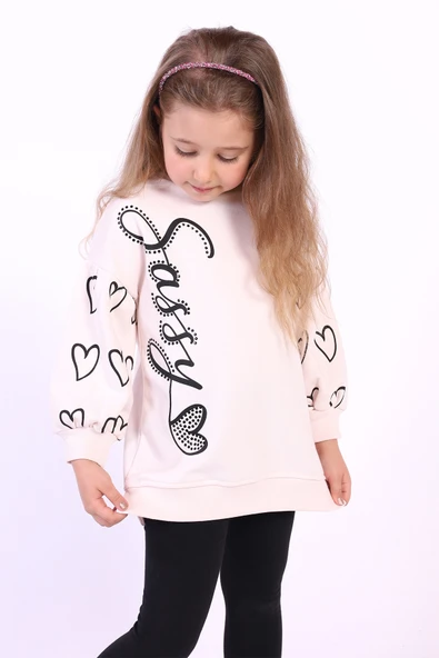 Toontoy Kız Çocuk Baskılı Balon Kol Sweatshirt - 3
